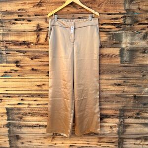 TALBOTS | NWT Stylish Tan Gold Satin Wide-Leg Pants 8